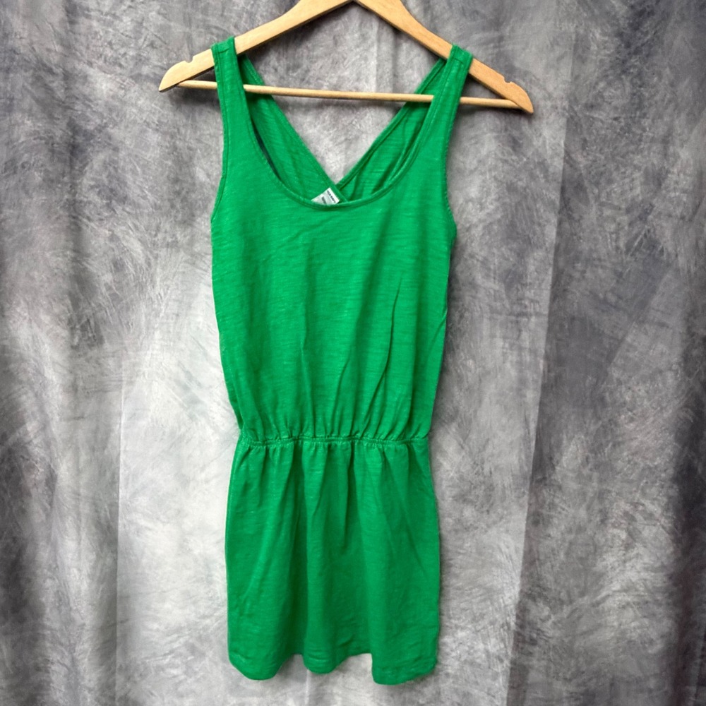 Old Navy Green Slub Knit Cross Back Elastic Waist Mini Dress XS